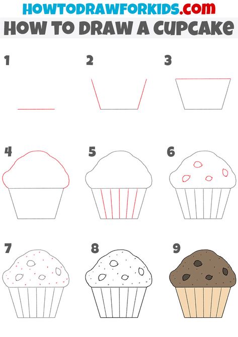 Cake Designs Drawing, Draw A Cupcake, Super Easy Drawings, Creating A Capsule Wardrobe, Draw Food, Cupcake Videos, Wardrobe Revamp, Cupcake Drawing, Flower Drawing Tutorials