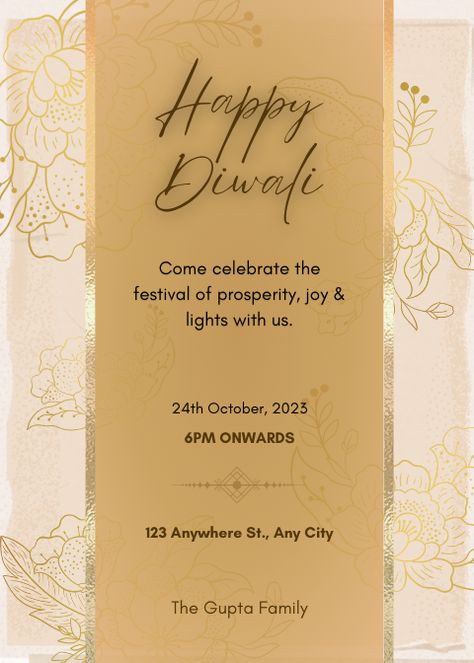 An elegant and classy diwali invitation for this festive Indian Season Diwali Invitation Cards, Diwali Invitation Card Template, Diwali Template For Business, Diwali Invite Template, Diwali Party Invite Template, Diwali Party Invite, Cards Party Invite Diwali, Diwali Invite, Diwali Invitation