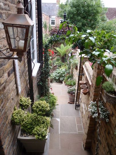 Gorgeous side garden. Side Return Garden, Alley Way, Narrow Garden, Side Yard Landscaping, Small Balcony Garden, Small Courtyard Gardens, Courtyard Gardens Design, Garden Wallpaper, Side Garden