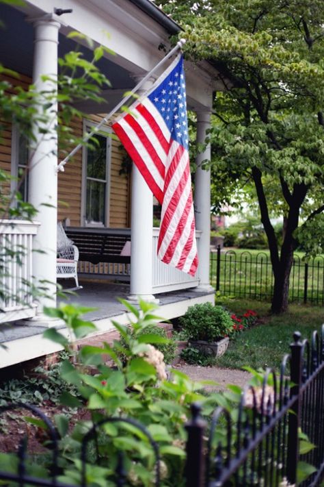 Porch Flag, Southern Porches, Patriotic Pictures, Australian Flag, Flag Hanging, Ocean Grove, Independance Day, Primitive Homes, I Love America