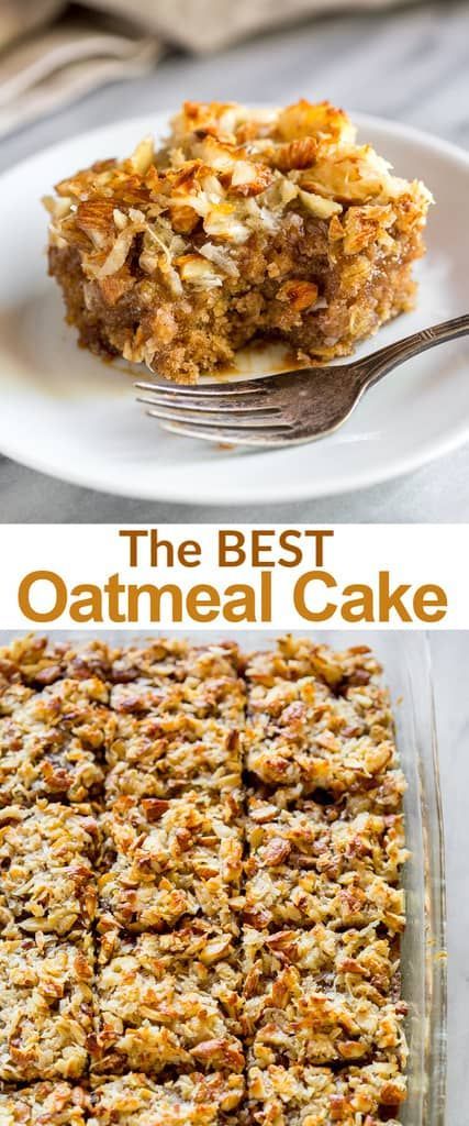 Oats And Coconut Recipes, Oatmeal Spice Cake Recipe, Grandmas Old Fashion Oatmeal Cake, Desserts With Old Fashioned Oats, Oatmeal Pound Cake, Vegan Oatmeal Cake, Desserts Made With Oats, Recipes With Rolled Oats Baking, Easy Desserts With Oats