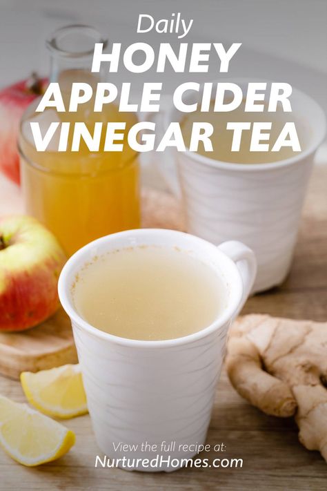 Fat-Burning Honey Lemon Apple Cider Vinegar Tea to Drink Daily - Nurtured Homes Lemon Juice Apple Cider Vinegar, Vinegar Tea, Apple Cider Vinegar Tea, Apple Cider Vinegar And Honey, Tea To Drink, Vinegar Drink, Vinegar Drinks, Home Remedies For Pimples, Fat Burning Tea