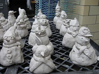 Clay Snowman--I love how unique each is. ball cap, ear muffs, mohawk, and traditional hats. Could pipe cleaners be added in arm holes for branches? Pinch Pot Snowman, Clay Snowmen, Clay Snowman, Clay Projects For Kids, Clay Lesson, Winter Art Lesson, Kids Clay, Winter Art Projects, Milk Crate