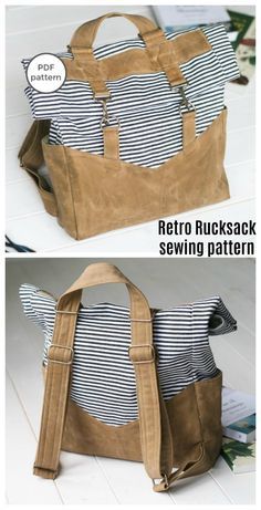 Diy Rucksack, Backpack Sewing Pattern, Backpack Pattern Sewing, Backpack Sewing, Bag Sewing Pattern, Diy Backpack, Modern Bag, Sewing Bags, Sew Ins