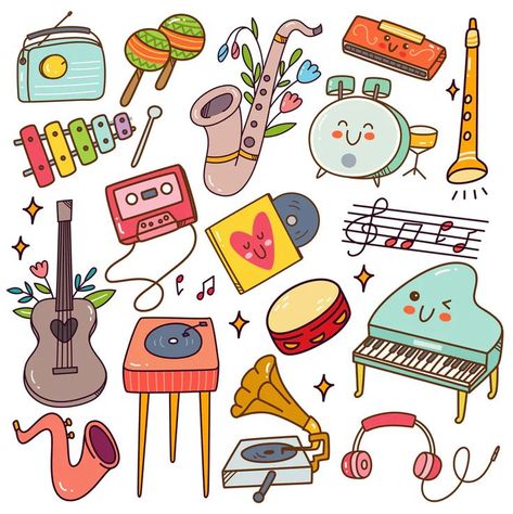 Music Instruments Kawaii Doodle Template AI, EPS Sweets Illustration, Hot Chocolate Art, Doodle Template, Doodles Kawaii, Impressive Wallpaper, Kawaii Doodle, Music Doodle, Wallpaper Music, Velvet Wallpaper