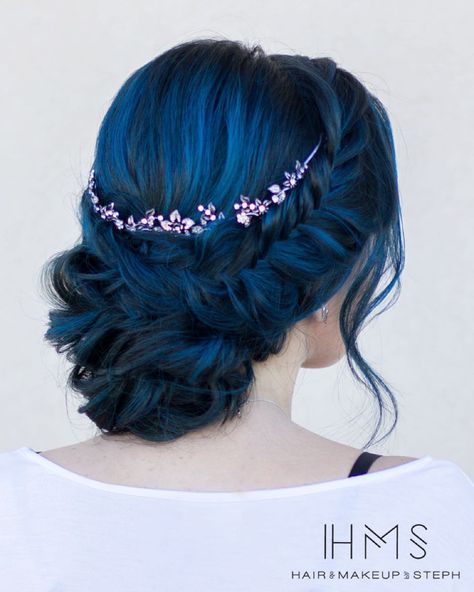 Blue fishtail? Yes please! #hairandmakeupbysteph  Model: @alleyafern Hair color: @bayleewiser Long Wedding Hairstyles, Long Hair 50, Sanggul Modern, Holiday Hairstyles, Pastel Hair, Hair Dye Colors, Wedding Hairstyles For Long Hair, Cool Hair Color, Grunge Hair