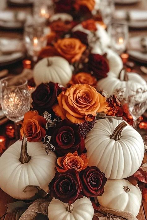 Thanksgiving 2024 Ideas, Copper Thanksgiving Tablescape, Thanksgiving Event Decor, Cornucopia Tablescape, Moody Thanksgiving Tablescape, Thanksgiving Wedding Ideas, Thanksgiving Table Decorations Ideas, Thanksgiving Entertaining Ideas, Thanksgiving Dinner Table Setting Ideas