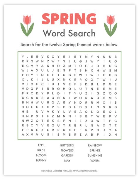 free printable spring word search Winter Word Search, Spring Word Search, Graduation Words, Alphabet Practice Sheets, Free Word Search, Free Printable Word Searches, Halloween Word Search, Spring Games, Thanksgiving Words