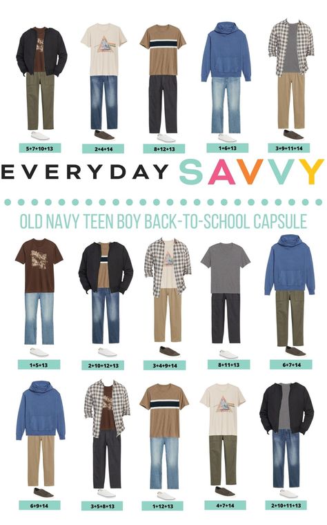 Buying cute outfits for teen boys can be tough. This teen boy capsule wardrobe makes school shopping easy. 15 Teen Back to School Outfits Back To School Guys Outfits, Outfits For Men School, Easy Men Outfit, Kids School Outfits Boys, Summer School Outfits Men, Cool Summer Outfits For Men, High School Fashion 2023, Teenage Fashion Boys, Summer Outfits Teen Boys