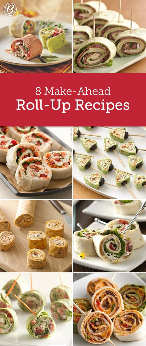 These make-ahead wonders never fail to impress. From classic BLT roll-ups to creative portable pinwheels, here are eight of our favorites! Blt Roll Ups, Roll Ups Recipes, Delicious Appetizer Recipes, Spring Roll, Boat Food, Shower Food, Tea Sandwiches, Finger Food Appetizers, Snacks Für Party