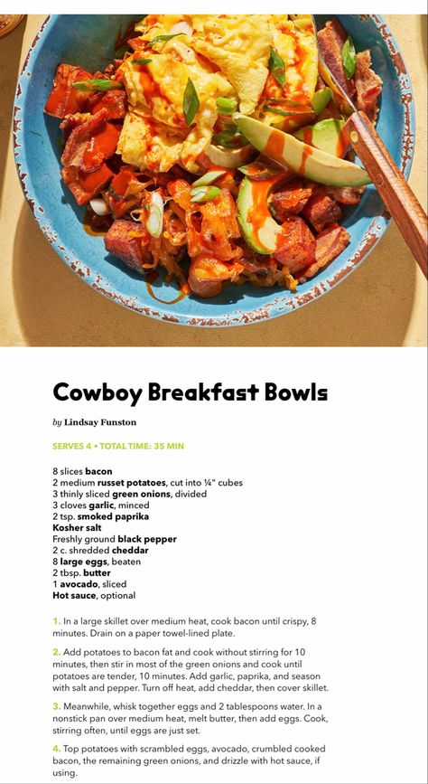 Cowboy Breakfast Bowl, Cowboy Breakfast, Breakfast Cowboy Casserole, Applebees Southwest Chicken Bowl, Cowboy Breakfast Burrito, Southwestern Chicken Bowl, Western Breakfast, Chicken Breakfast, Work Meals