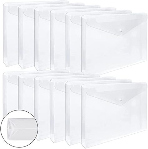 Amazon.com : EOOUT 12pcs Plastic Envelopes, Clear Folders, Expandable Gusset and Plastic Waterproof Envelope with Snap Button Closure, Letter Size, A4 Size, for School and Office Suppiles : Office Products Craft Storage Cabinets, Art Supplies List, A4 Envelope, Binder Pockets, Office Organization At Work, Plastic Folders, Document Folder, Jam Paper, Plastic Envelopes