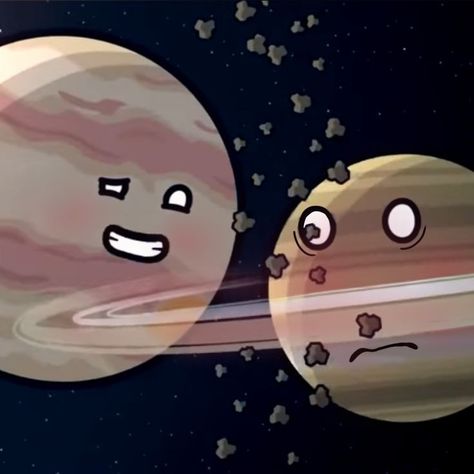 Saturn X Jupiter Solarballs, Jupiter X Saturn, Hilda Fanart, Jupiter And Saturn, Planets And Moons, Planets Art, I Dont Like You, Anime Shadow, Big Guy