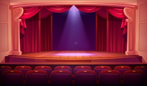 Theater Stage Illustration, Theater Stage Design Drawing, Theater Ideas Stage, Ballet Stage Background, Stage Background Drawing, Theatre Stage Drawing, Anime Stage Background, Gacha Stage Background, Theater Stage Drawing