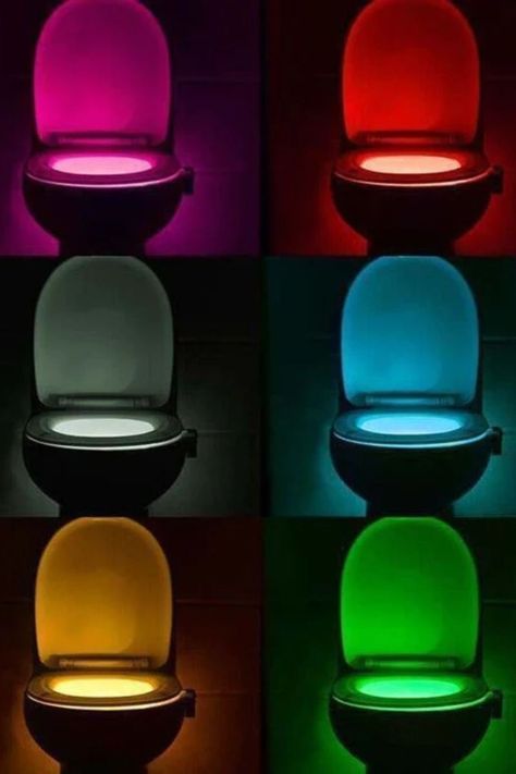 Spice up your home life or make those midnight trips more fun and desirable! Light For Bathroom, Bathroom White, Bowl Light, Bathroom Lighting, Night Light, Motion, Neon, Bowl, Lighting