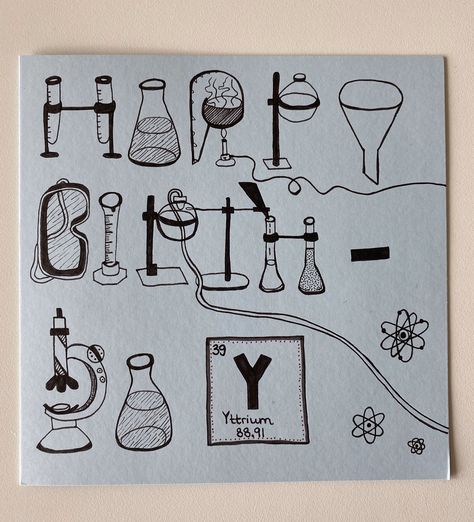 For the science- and chemistry lover Biology Birthday Card, Chemistry Birthday Cards, 18th Birthday Present Ideas, Physics Gifts, Birthday Jokes, Happy Birthday Cards Diy, New Job Card, Funny Happy Birthday Wishes, Science Stickers