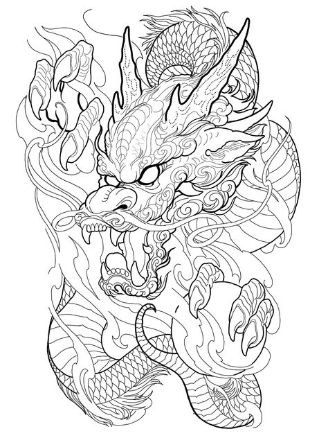 Dragon Tattoo Outline, Dragon Tattoo Stencil, Dragon Tattoo Drawing, Asian Dragon Tattoo, Dragon Tattoo Art, Japanese Dragon Tattoo, Dragon Sleeve Tattoos, Egypt Tattoo, Japanese Dragon Tattoos