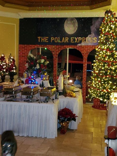 Polar Express Event Ideas, The Polar Express Movie Night, Polar Express Theme Decoration, Train Theme Party, Polar Express Movie, Polar Express Christmas Party, Polar Express Theme, Christmas Hallway, Church Christmas Party