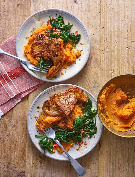 This easy lamb chop recipe makes a rather special meal for two that will cheer you up on a cold and wet evening Easy Lamb Chop Recipes, Easy Lamb Chops, Lamb Chop Recipe, Harissa Lamb, Sainsburys Recipes, Winter Dinners, Curry In A Hurry, Sweet Potato Mash, Meal For Two