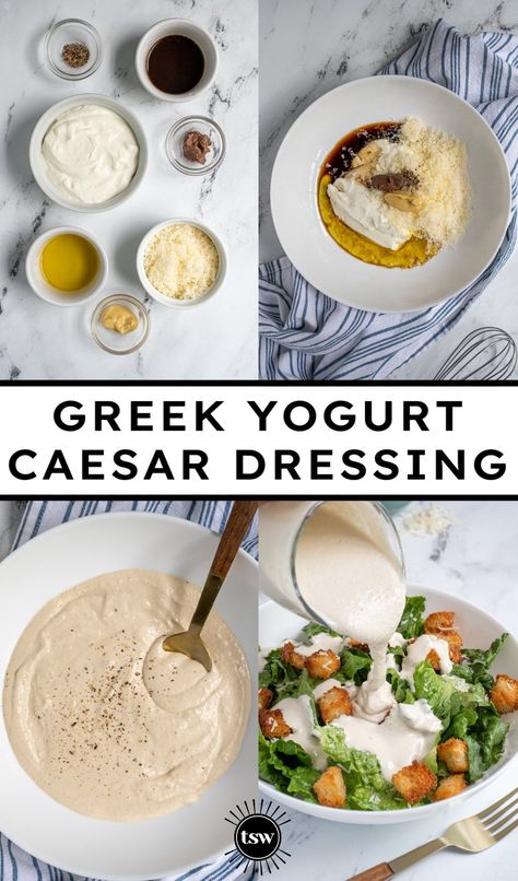 Salad Dressing Greek Yogurt, Greek Yogurt Recipe Healthy, Caesar Salad Dressing No Mayo, Greek Yogurt Mayo, Greek Yogurt Pasta Salad, Caesar Dressing With Greek Yogurt, Cesar Dressing With Greek Yogurt, Yogurt Based Sauces, Caesar Salad Dressing Greek Yogurt