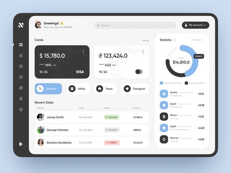 Financial Dashboard Design by Nixtio on Dribbble Dashboards Design, Loyalty Program Design, Music Streaming App, Dashboard App, Tablet Ui, Finance Dashboard, Ui Design Dashboard, Cloud Forest, App Interface Design