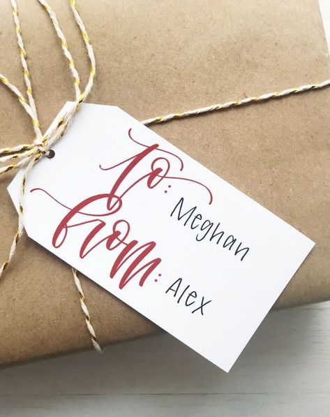 Printable To/From Gift Tags with Handwritten Modern Calligraphy // Christmas Tags, Holiday Gifts, Pr To From Gift Tags, Calligraphy Christmas, Calligraphy Gift Tags, Christmas Name Tags, Secret Santa Gift Exchange, Gift Tags Christmas, Christmas Calligraphy, Holiday Favors, Printable Gift Tags