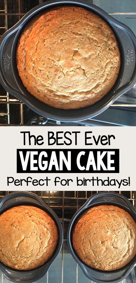 How to make the best vegan vanilla cake recipe for birthday parties with options for white or chocolate cake #vegancake #vanilla #cake #vegan #recipe #birthday #dessert #best #veganrecipe #cakerecipes #eggfree How To Make A Vegan Cake, Vanilla Cake Recipe Vegan, Vegan Yellow Cake Recipe, Easy Vegan Vanilla Cake, Wfpb Cake Recipes, Oil Free Vegan Cake, Vegan Cake Filling Ideas, 6 Inch Vegan Cake, 2 Ingredient Vegan Recipes