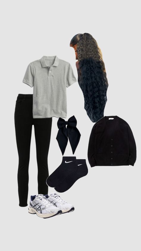 Uniform Aesthetic Pants, Outfits With Collared Shirts For School, Winter School Uniform Outfits, Uniform Outfits Ideas School, How To Style Your Uniform For School, School Outfit Ideas Uniform, Outfit Ideas For Picture Day At School, Outfits For School Uniform, Uniform Outfits School