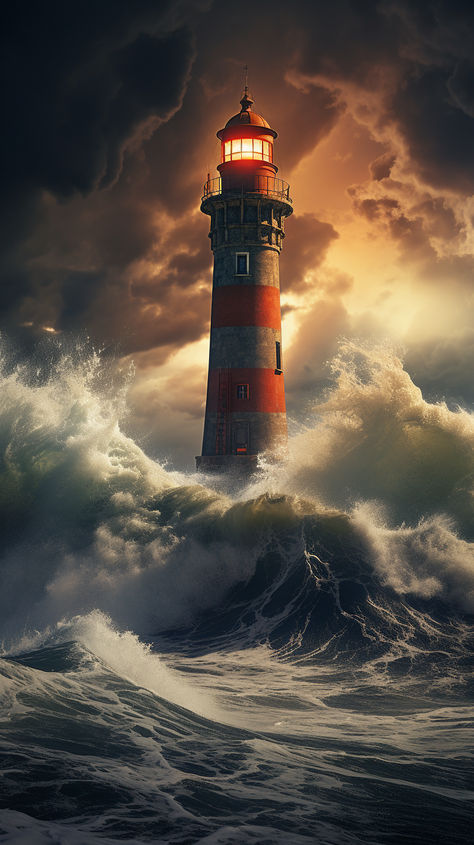 Immerse yourself in the clash of nature's elements and the enduring resilience of a lighthouse, an epitome of strength amid chaos. Lighthouse Waves, Ghost Ship Art, Lighthouse Storm, Lighthouse Inspiration, Lighthouse Crafts, Stormy Ocean, Black Ocean, Ocean Tattoos, Lighthouse Painting