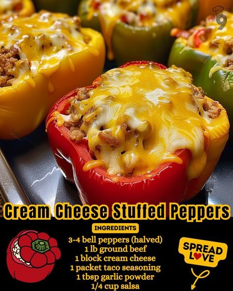 Peppers Cream Cheese, Cream Cheese Stuffed Peppers, Easy Family Recipes, Keto Cream, Cheese Stuffed Peppers, Make Cream Cheese, Cheeseburger Soup, Turkey Chicken, Sausage And Peppers