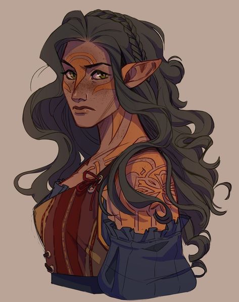 Greta Mainardi on Instagram: “Other old stuff with Kallista, my (other) beloved feral lady, whom absolutely doesn't represent sides of my personality difficult to…” D&d Eladrin, Types Of Elves Dnd, Wild Elf Dnd, Old Elf Art, Firbolg Woman Dnd, Dnd Elves, My Personality, Old Stuff, Female Character