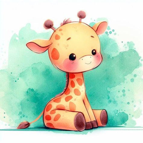 Premium Photo | Cute giraffe sitting on green watercolor background Hand drawn vector illustration Stream Aesthetic, Giraffe Sitting, Kawaii Giraffe, Green Watercolor Background, Giraffe Cute, Cartoon Ideas, Giraffe Illustration, Cartoon Giraffe, Illustration Art Kids