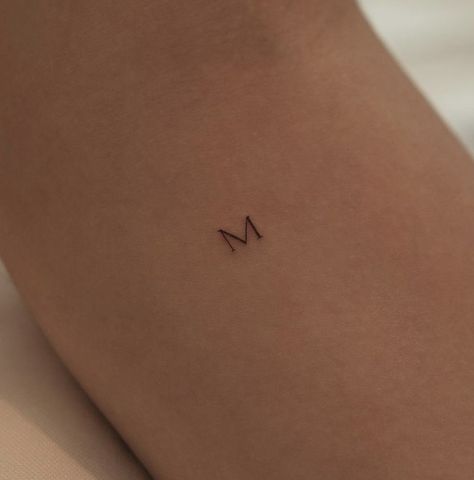 Small Letter M Tattoo, Fine Line B Tattoo, Dainty M Tattoo, 00 Tattoo, Small M Tattoo, Small W Tattoo, Mm Tattoo, Fine Line Letter Tattoo, M Letter Tattoo