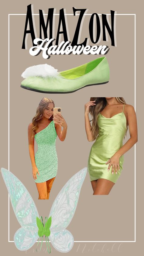 Tinker Bell Costume College, Tinker Bell Costume Women, Diy Tinkerbell Costume Women, Women Fairy Costume, Halloween Cosplay Women, Homecoming Dresses Tight Short, Diy Tinkerbell Costume, Carnaval Outfits, Tinkerbell Halloween Costume