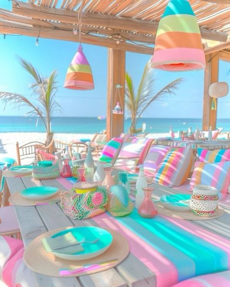 Beach Pictures For Room, Things I Like, Preppy Houses, Colorful Beach House Decor, Bright Color Decor, Places Aesthetic, Kitchen Remodel On A Budget, Budget Kitchen Remodel, Decoration Restaurant