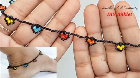 How To Make Anklets, Diy Anklets, Diy Necklace Patterns, Anklets Diy, Ankle Bracelets Diy, Beaded Braclets, Diy Beaded Rings, Beaded Jewelry Earrings, Beaded Ankle Bracelets