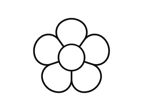 Basic Flower: Comes in 3 sizes Perfect for a simple flower craft or spring coloring page! How To Draw A Cute Flower, How To Draw Easy Flowers, Simple Flower Design Drawing, Printable Flowers Cutout, Simple Flowers To Draw, Basic Flower Drawing, Drawing Ideas Easy Flowers, Simple Flower Craft, Simple Flowers Drawing