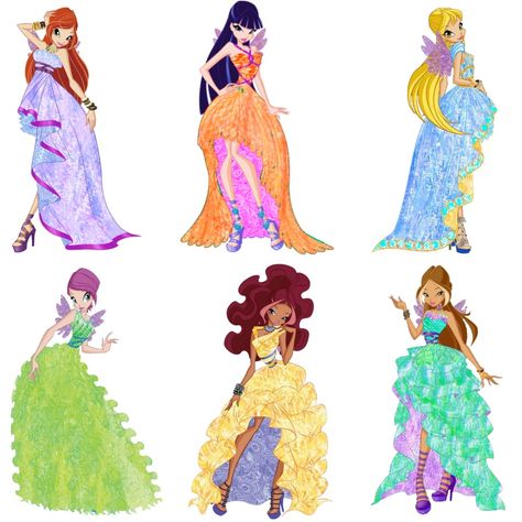 Winx Club Dresses, Outfit Winx, Outdoor Dollhouse, 6 Princess, Non Disney Princesses, Coronation Dress, Klub Winx, Bloom Winx Club, Club Dress