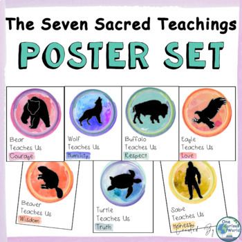 This watercolor poster set for the Indigenous (Aboriginal, First Peoples, First Nations) Seven Sacred Teachings, also known as the Seven Grandfather Teachings, is an excellent way to blend Social Emotional Learning (SEL) activities and Indigenous Ways of Knowing into the classroom.What You Get:Hones... Seven Sacred Teachings, Seven Grandfather Teachings, Educational Thoughts, Grandfather Teachings, Thoughts On Education, Indigenous Studies, Aboriginal Education, Indigenous Education, Native American Spirituality