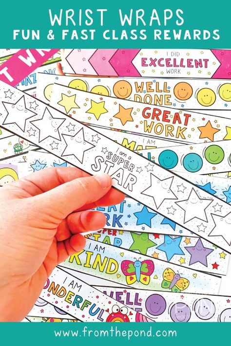 Wrist Wraps - Cute and East Classroom Rewards Brag Bracelets Free Printables, Kindergarten Awards, Pyp Classroom, Teaching Classroom Management, Student Rewards, Class Dojo, Brag Tags, Social Emotional Activities, Teachers Classroom