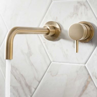 Crosswater Mpro, Brushed Brass Bathroom, Wall Mounted Taps, Wall Taps, Brass Tap, Shower Fittings, Wall Mounted Basins, Brass Bathroom, Rustic Bathrooms