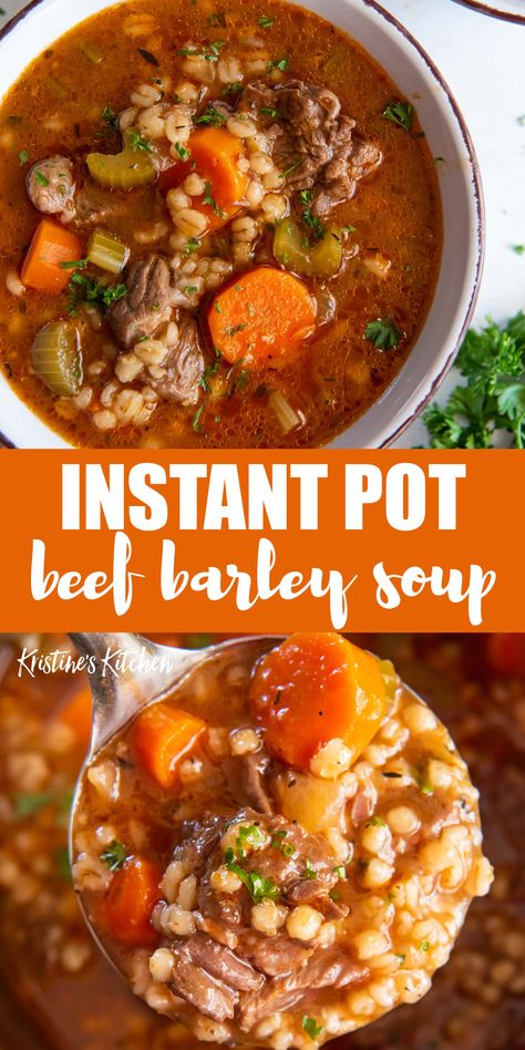 Beef And Barley Soup, Foods Dinner, Beef And Barley, Soup Instant Pot, Beef Soup Recipes, Beef Barley, Beef Barley Soup, Instant Pot Soup Recipes, Barley Soup