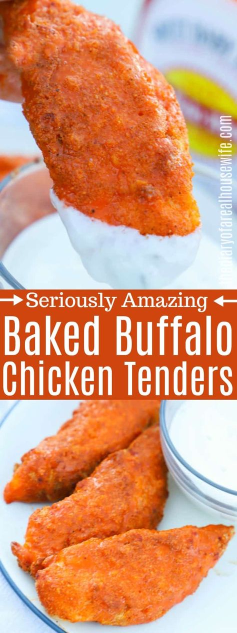 YES! I love buffalo anything and this recipe hit the spot. Buffalo Chicken Tenders #chicken #buffalochicken Recipes With Shaved Buffalo Chicken, Breaded Buffalo Chicken Tenders, Buffalo Chicken Tenderloins, Healthy Buffalo Chicken Tenders, Buffalo Chicken Tenders Recipes, Vegetarian Scallops, Breaded Buffalo Chicken, Buffalo Tenders, Baked Buffalo Chicken Tenders