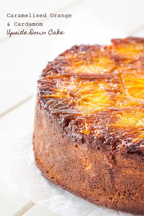 Cardamom and Orange upside down cake recipe - sticky, fragrant and absolutely divine! | DeliciousEveryday.com Cardamom Desserts, Orange Upside Down Cake, Upside Down Cake Recipe, Cake Delicious, Torte Cupcake, Cake Mixture, Gateaux Cake, Orange Cake, Upside Down Cake