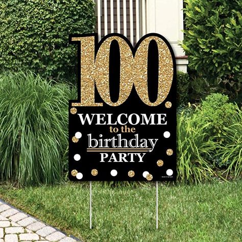 100th Birthday Party Decorations, 100 Birthday, Gold Birthday Party Decorations, 90th Birthday Parties, 100th Birthday Party, Decor Birthday Party, Gold Party Decorations, 90's Birthday Party, Adult Birthday Party