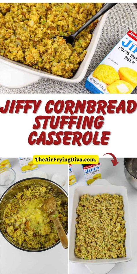 Jiffy Cornbread Stuffing, Cornbread Stuffing Casserole, Easy Cornbread Stuffing Recipe, Quick Cornbread, Making Stuffing, Easy Cornbread Dressing, Side Dish Thanksgiving, Jiffy Recipes, Cornbread Stuffing Recipes