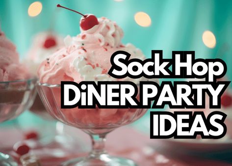 Ideas on how to host a 1950s Diner Sock Hop Party for Adults. Balloons, food, cake, photobooth, backdrops & game inspo to have the best birthday event 50s Party Food Ideas, 50s Themed Party Ideas Food, 50s Party Food, Sock Hop Food Ideas, 50s Sock Hop Party Ideas, 1950s Party Food, 1950’s Party, 1950 Party Ideas, Diner Food 50's