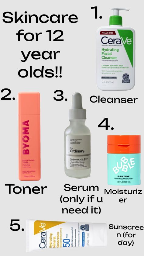 Skincare for 12 year olds!! Skincare Habits, Teen Skincare, Sephora Skin Care, Basic Skin Care Routine, Young Skin, Perfect Skin Care Routine, Skin Care Order, Skin Cleanse, Chemical Peel