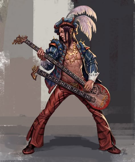 ArtStation - Bard Punk Bard Dnd, Dnd Bard Flute, Valor Bard, Heavy Metal Bard Dnd, Human Bard Male, Bard Character Design, Bard Dnd, Dnd Bard, Dungeons And Dragons Races