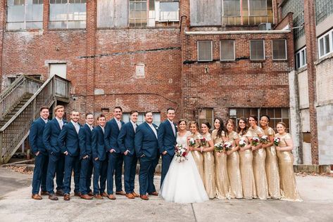 Blue And Gold Bridesmaid Dresses, Champagne Dresses, Navy Suit Wedding, Navy Suits, Fashion Infographic, Bridal Party Attire, Champagne Bridesmaid, Gold Bridesmaid Dresses, Navy Blue And Gold